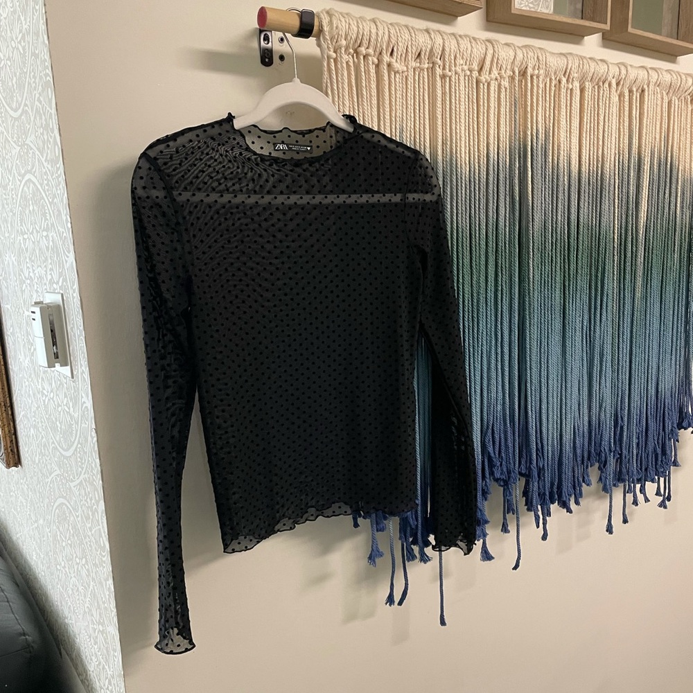 Zara sheer polka dot shirt - size small